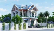 Phối cảnh mẫu 47: biệt thự 2 tầng mái thái